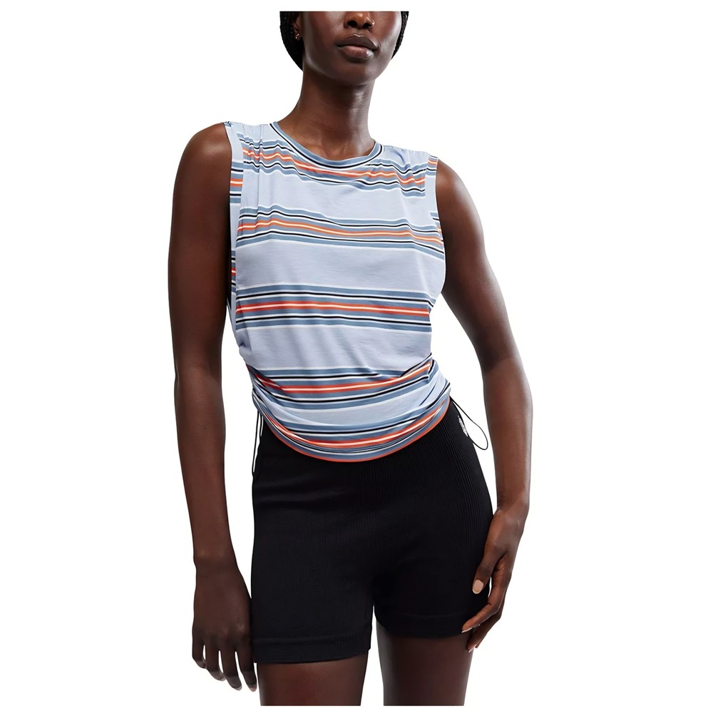 Free People Movement Wave Stripe Tank Top Steel Combo Blue gray XL